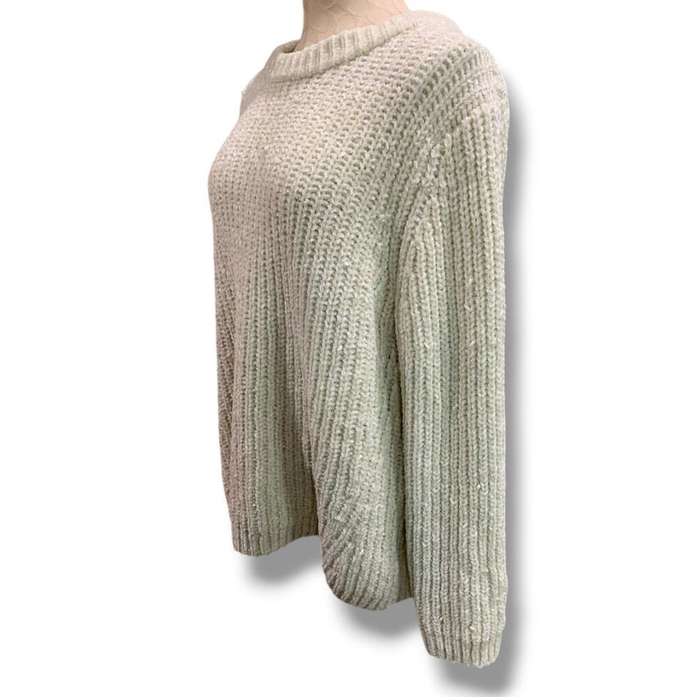 Size XL Talbots Womens Chenille Ivory Sweater Soft Chunky Knit - Picture 3 of 8